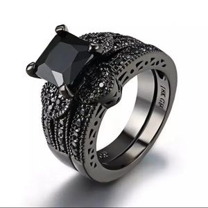 Black Stone Ring Fashion  Jewelry Crystal Ring